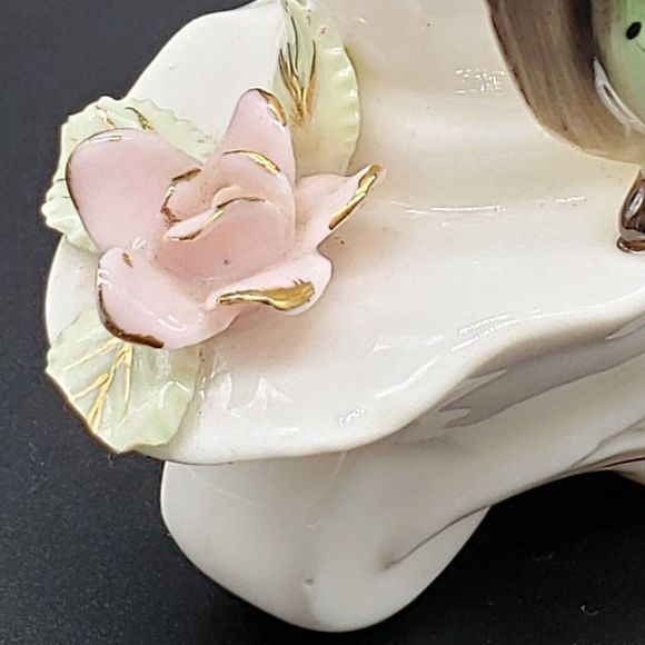 Ucagco Ceramics Japan Porcelain Wheelbarrow Butterfly Floral Motif Planter AS IS - Picture 14 of 14